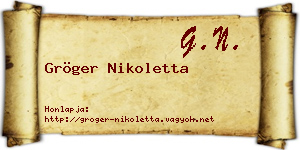 Gröger Nikoletta névjegykártya